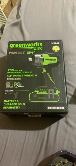 Brand New! 1/2” Greenworks  750lbs breakaway  torque  impact wrench