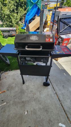 Expert Grill 3-Burner Propane Gas Grill with Wheels and Side Shelves, Black
