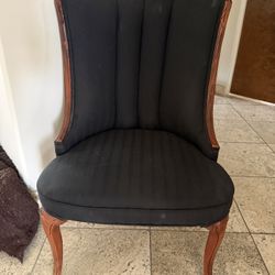 Vintage Black Louis XV Style Accent Side Chair