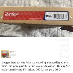 2 Brand New Duralast Rotors #45607