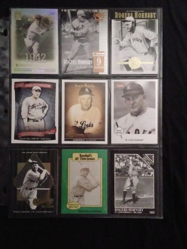 (9) Different ROGER HORNSBY Baseball Card Lot St Louis Cardinals