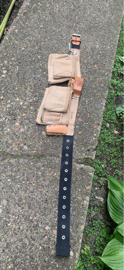 Tool Belt CLC Custom Made in USA Leathercraft 175274 Heavy Duty Top Grain Leather Construction Work Apron & Hammer Loop, 12 Pocket Made of reversed he