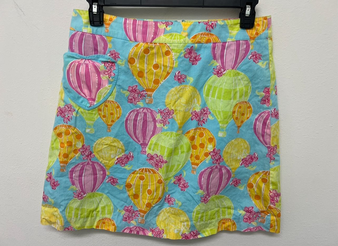 Vintage Lilly Pulitzer Hot Air Ballon Skirt White Label Womens Size 10 Cotton