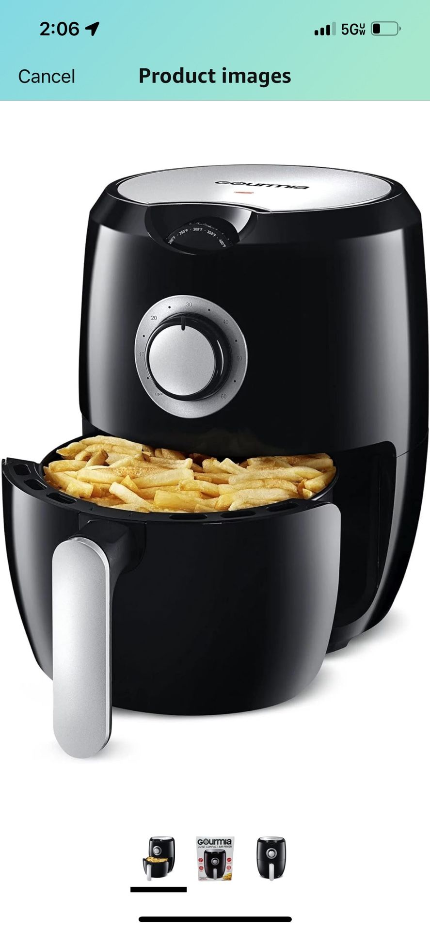 Gourmia 2.2 Qt Compact Air Fryer (black)
