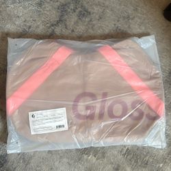 Glossier Duffle Beauty Bag Tote Medium Brown Pink Desert Rose Zip Canvas NEW !!!