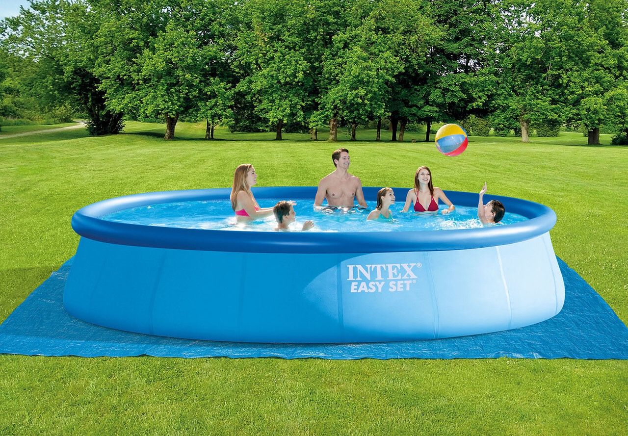 Intex 18 ft x 48 in Easy Set Swimming Pool BUNDLE FILTER PUMP LADDER & COVER