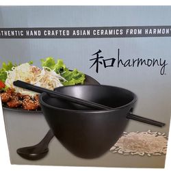 Harmony Authentic Hand Crafted Asian Ceramics 12 Piece Set NEW