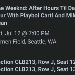 The Weeknd Box Club Seats Saturday July 12th Seattle Lumen Field