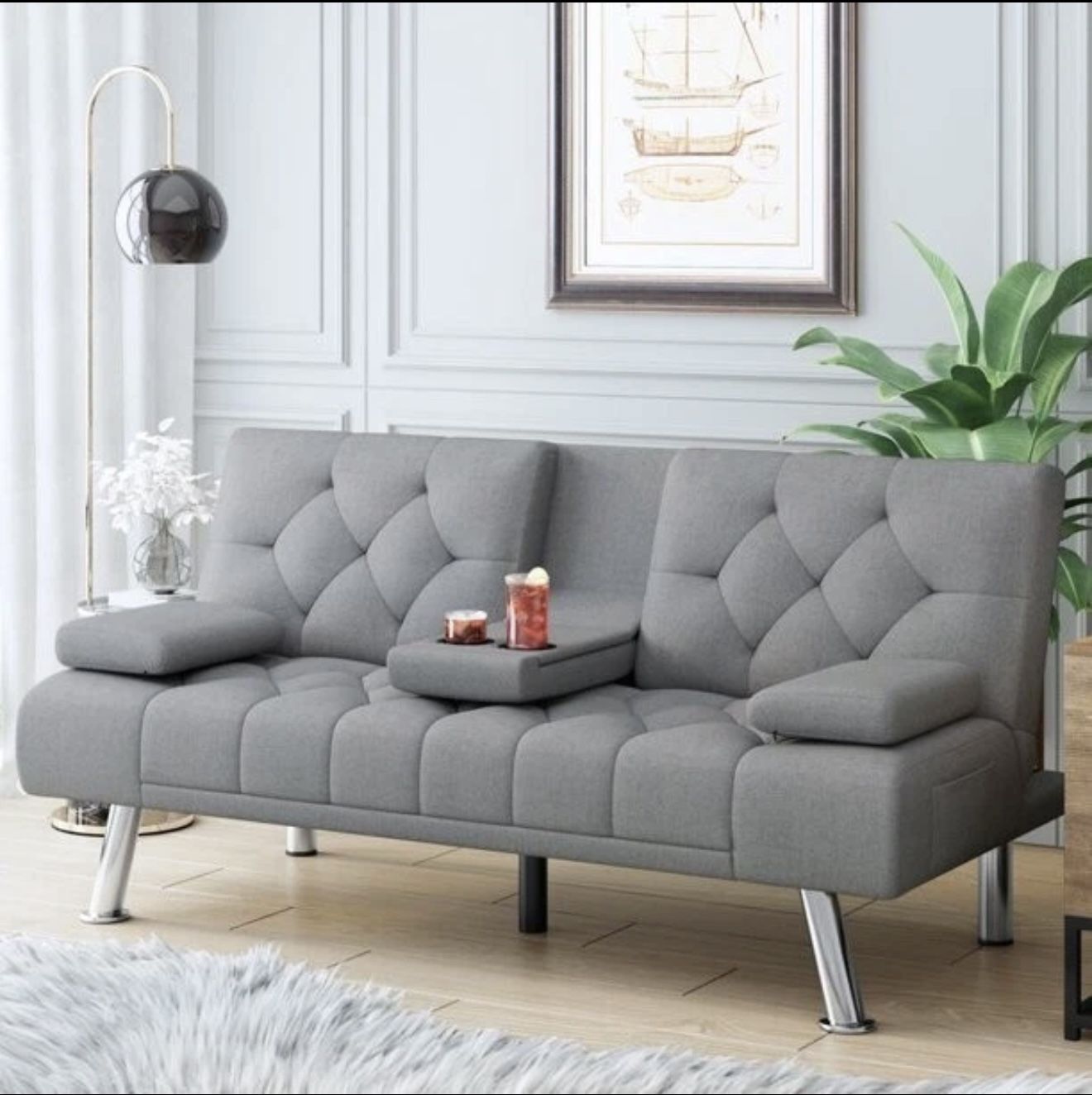 Light Gray Convertible Sofa Bed