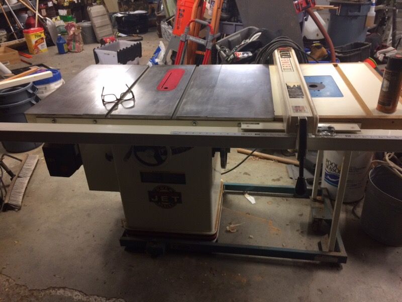 Jet gold series xacta saw w/ mobile base and built in router with extra accessories tools