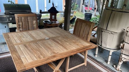 Teak Outdoor Dining Table and 4 Chairs Set