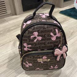 NWT Juicy Couture Brown and Pink Bow Backpack