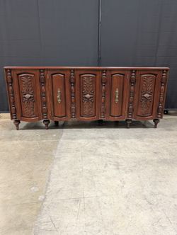 Freed Waren inc. Dark Wood Credenza with Carved Fronts