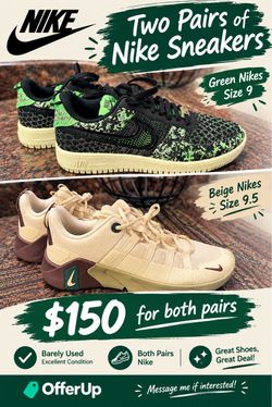 Two pairs of Nike sneakers.