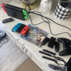 Nintendo switch / dock / wired remote / just  dance / super Mario 3D all stars / Mario Kart/ Minecraft Dungeons Hero Edition /  4 video games / joy-co