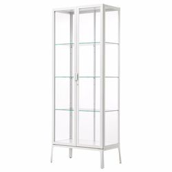 MILSBO Glass-door cabinet, white, 28 3/4x68 7/8 "