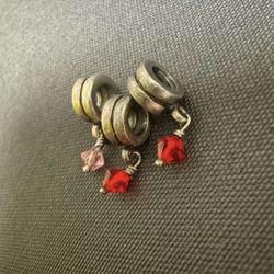 Lot of 3 sterling silver 925 charms red/pink In good condition