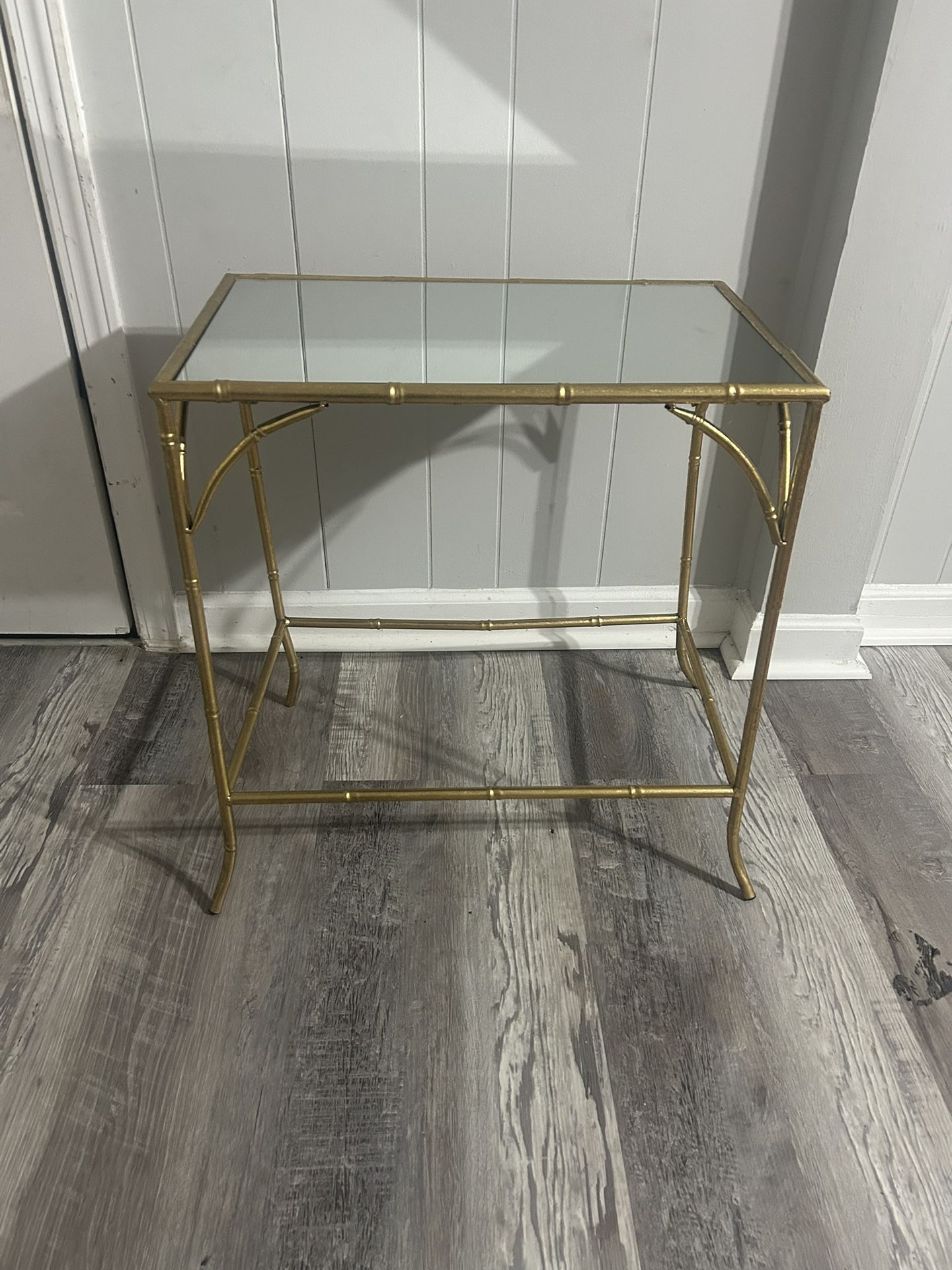 Set of 2 Gold & Glass End Tables – individual price $20 – Both for $35! - Lowest Price Today!