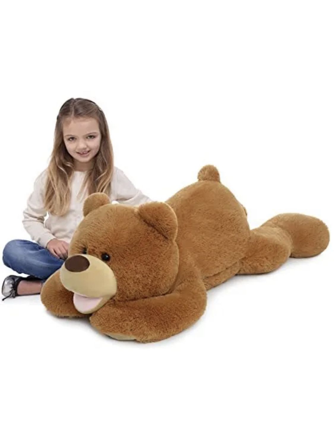 Giant Teddy Bear Stuffed Animal,Cute Lying 37.4 inch Teddy Bear Hugging 