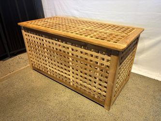 IKEA Hol Acacia Wood Lattice Storage Table