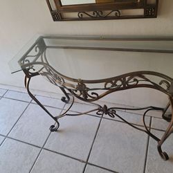 Entryway Glass Table and Mirror Set