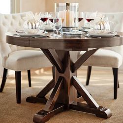 Pottery Barn: Benchwright Round Pedestal Extendable Dining Table 