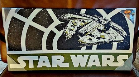 official Star Wars Millennium Falcon wall art piece produced by Artissimo Designs. The artwork features a highly detailed, retro-style illustration of
