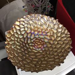 Gold Glass Decorative Bowl.   13x13 