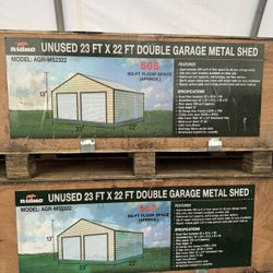 shed metal storage shop double garage 23x22