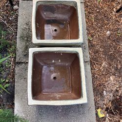 Pair of Square Ceramic Pots