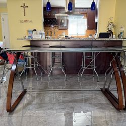 L-Shaped Corner Office Desk (Glass/Wood)