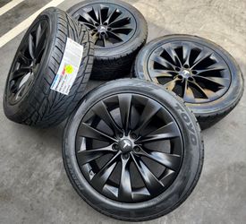 20” Tesla Model X New Satin Black Wheels and Tires