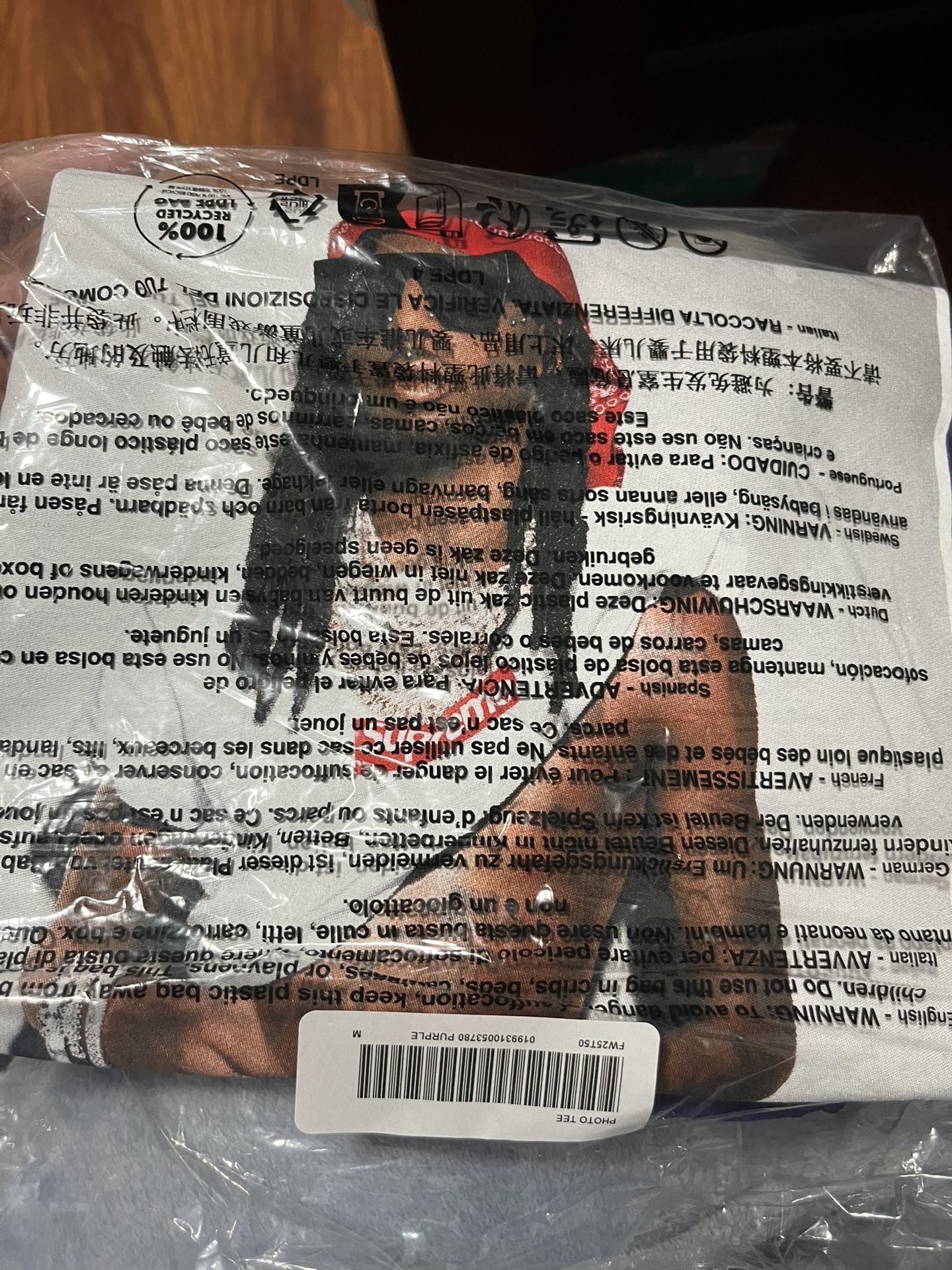 Supreme Playboi Carti Tee Heather Grey size M，purple M，