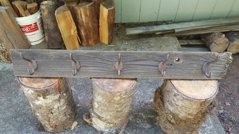 Rustic 5 hook one of a kind coat rack