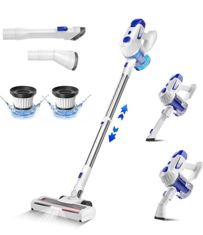 Cordless Vacuum Cleaner 6-in-1, Cordless Stick Vacuum Cleaner, 22Kpa Powerful Stick Vacuum with 45Mins Runtime, Removable Battery, Vacuum Cleaners for