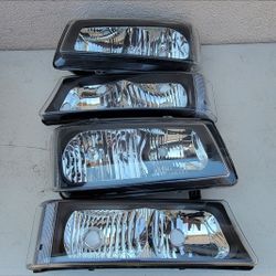 03-06 Chevrolet Silverado Avalanche Headlights Luces Micas Calaveras Faros Faroles Focos Chevy Headlamps 