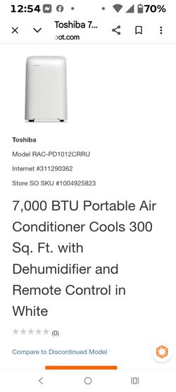 Toshiba 7000 BTU Portable Air Conditioner
