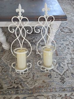 Flour de Lis Metal Candle Sconces