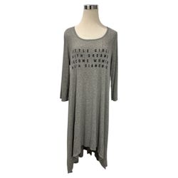Joyce Leslie “Little Girl With Dreams” Long Tunic Shirt Grey Womens Plus Sz 2XL