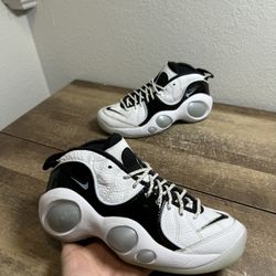 Nike Air Zoom Flight 95 Mens Size 8 White Black Basketball Shoes Sneakers