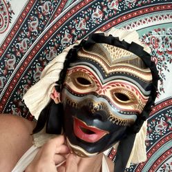 Vintage hand painted papier-mâché Masquerade mask