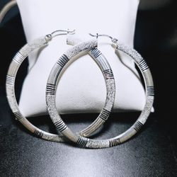 .925 Mexican Silver Hoop Earrings 