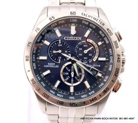 Citizen Chronograph Blue dial ECO-DRIVE E660-S119944 Radio-controlled Solar Watch Pre-owned