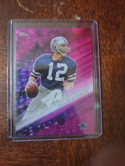Topps Roger Staubach Dallas Cowboys Pink Foil Card