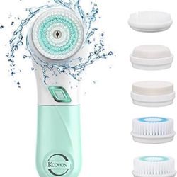 Facial Cleansing Brush - 5 Rotating Face Brush Heads, KOOVON Waterproof Electric Face Exfoliating Brush - Spin Cleansing System for All Skin Types wit