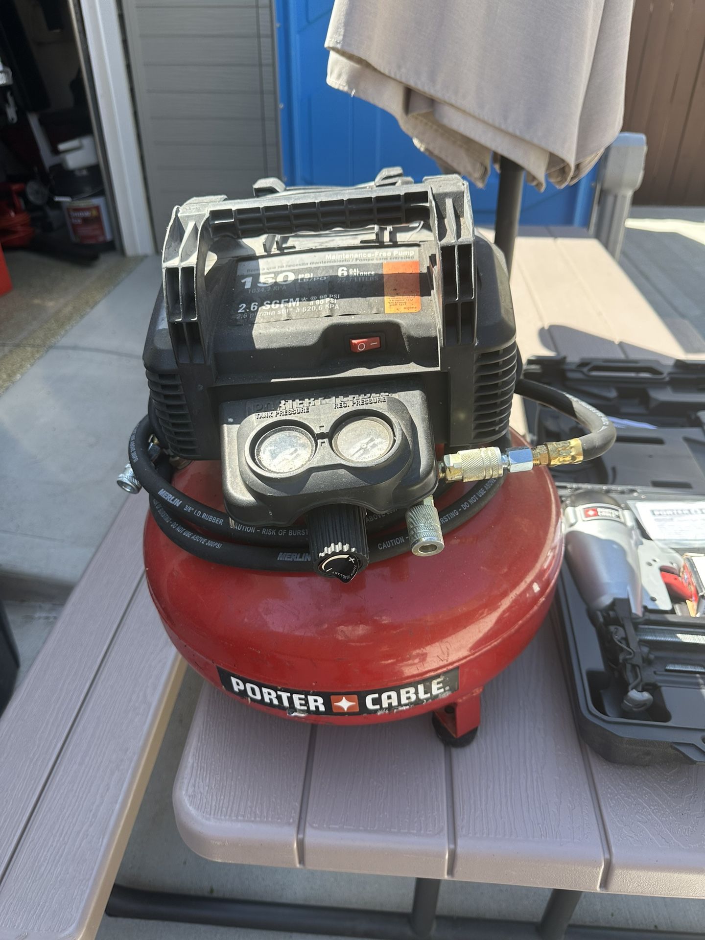 Porter Cable Air Compressor With Nail Gun