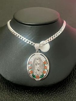 Cadena Virgen De Guadalupe .925 Silver 