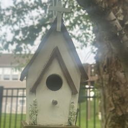 Hand Painted And Decorated Church Birdhouse 