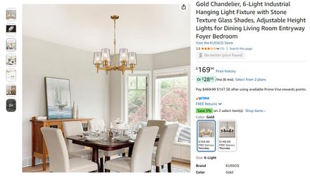 Gold Chandelier, 6-Light