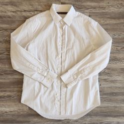 Perry Ellis Striped White Dress Shirt